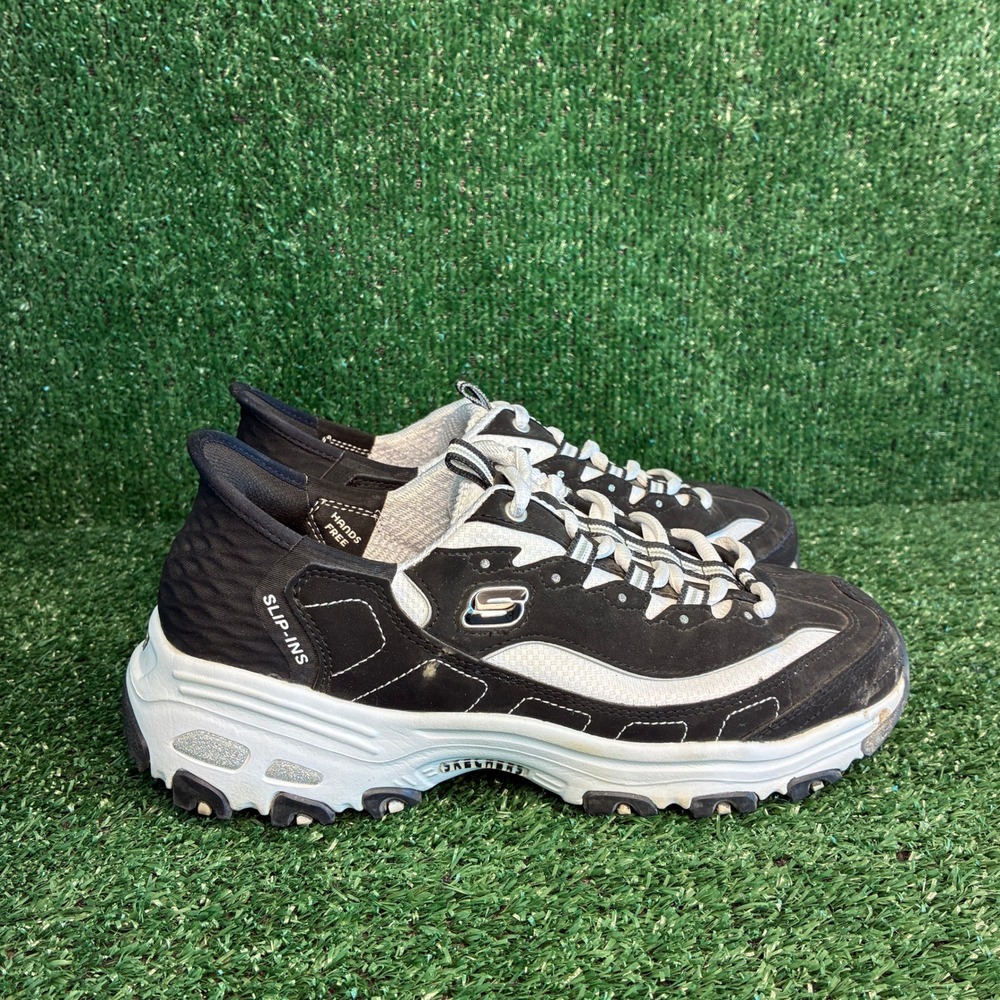 Skechers Slip-ins D'Lites New Classic Memory Foam Sneaker Black Womens Sz 8 Wide